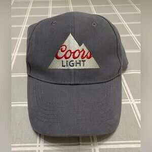 Coors Light Beer Grey Baseball Cap Colorado Mountains Embroidered Snap Back Hat